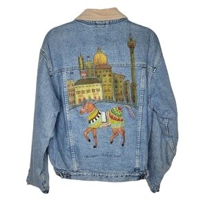 Vintage 80s Banana Republic Blanket Lined Denim Palio Piazza del Campo Jacket